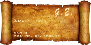 Gazdik Ervin névjegykártya